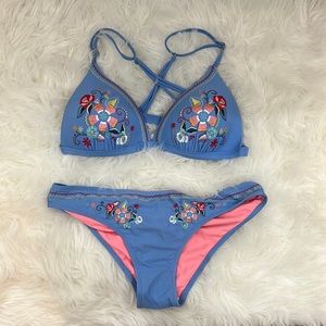 Cute floral pink and blue two piece bikini by Time and Tru.